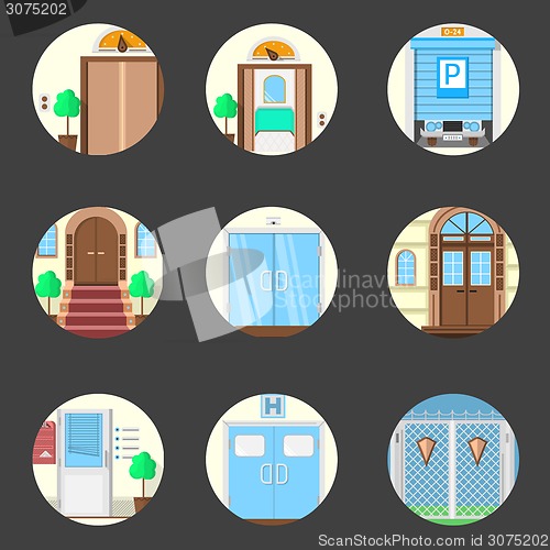 Image of Colored icons vector collection of entrance doors