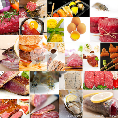 Image of high protein food collection collage