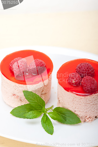 Image of fresh raspberry cake mousse dessert