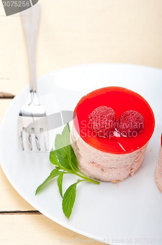 Image of fresh raspberry cake mousse dessert