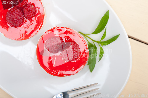 Image of fresh raspberry cake mousse dessert