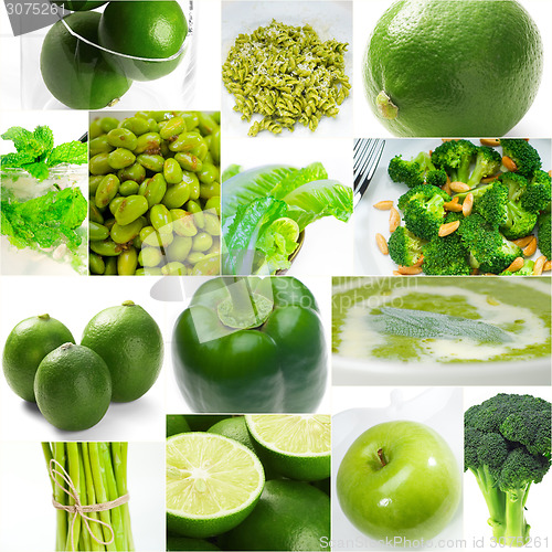 Image of green healthy food collage collection