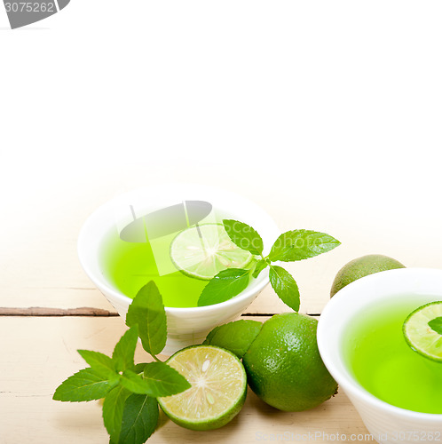 Image of mint infusion tea tisane with lime