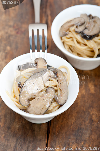 Image of Italian spaghetti pasta and mushrooms