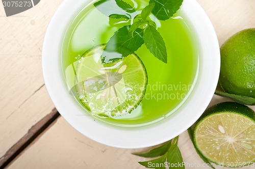 Image of mint infusion tea tisane with lime