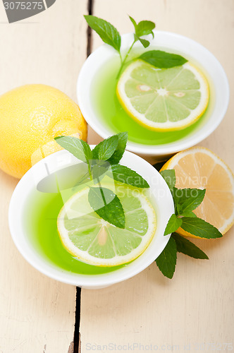 Image of mint infusion tea tisane with lemon