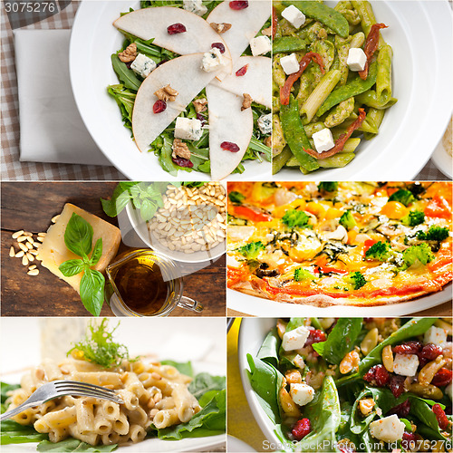 Image of healthy and tasty Italian food collage