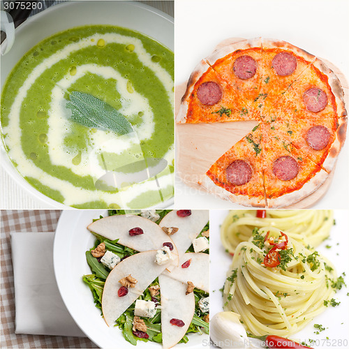 Image of healthy and tasty Italian food collage