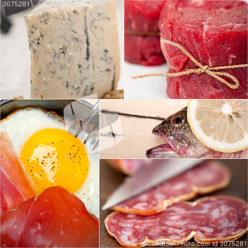 Image of high protein food collection collage