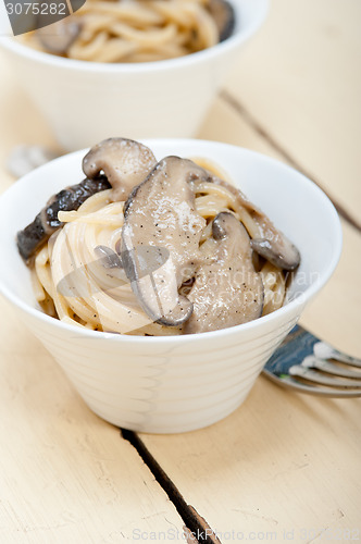 Image of Italian spaghetti pasta and mushrooms