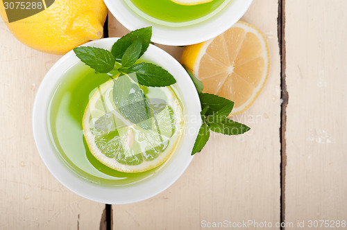 Image of mint infusion tea tisane with lemon