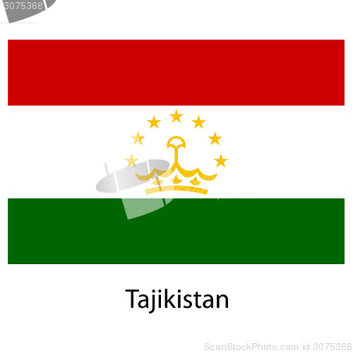 Image of Flag  of the country  tajikistan. Vector illustration. 