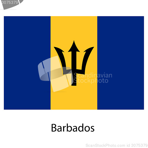 Image of Flag  of the country  barbados. Vector illustration. 