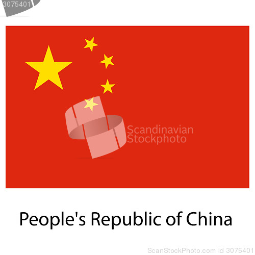 Image of Flag  of the country  people's republic of china. Vector illustr