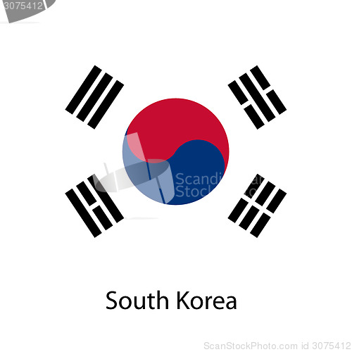 Image of Flag  of the country  south korea. Vector illustration. 