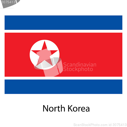 Image of Flag  of the country  north korea. Vector illustration. 