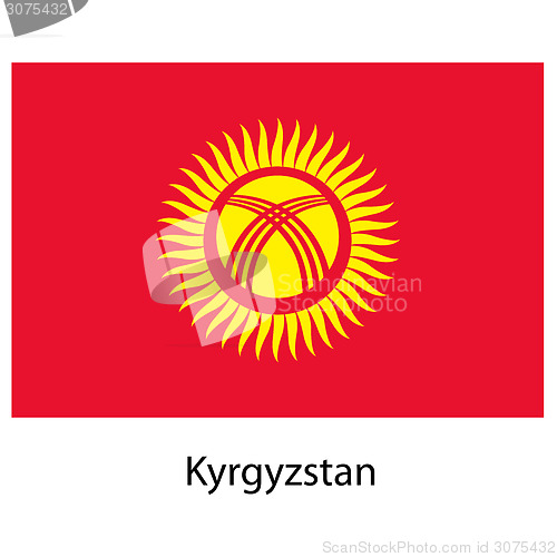 Image of Flag  of the country  kyrgystan. Vector illustration. 