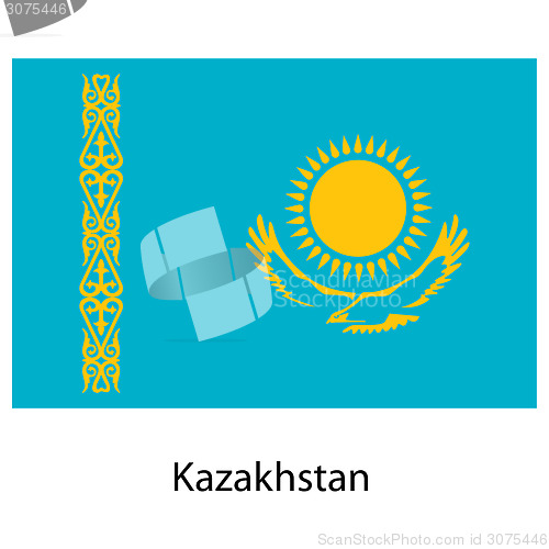 Image of Flag  of the country  kazakhstan. Vector illustration. 