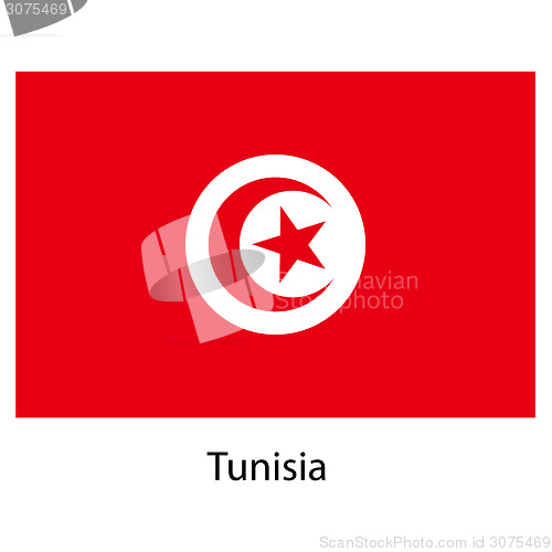 Image of Flag  of the country  tunisia. Vector illustration. 