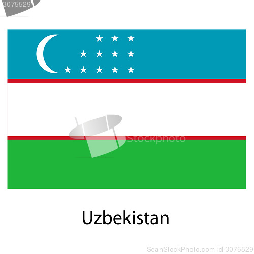 Image of Flag  of the country  uzbekistan. Vector illustration. 