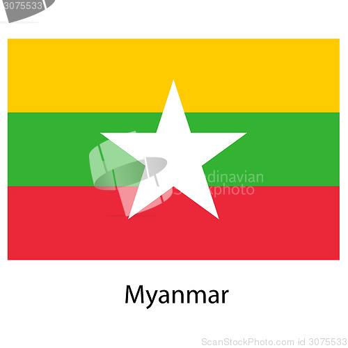 Image of Flag  of the country  myanmar. Vector illustration. 