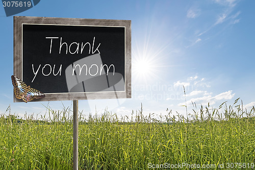 Image of Chalkboard with text Thank you mom