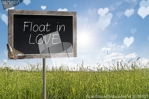 Image of Chalkboard with text Float in LOVE