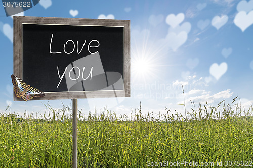 Image of Chalkboard with text Love you