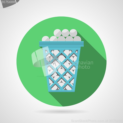 Image of Flat vector icon for golf. Blue basket with balls