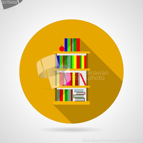 Image of Flat vector icon for bookshelf with colorful books