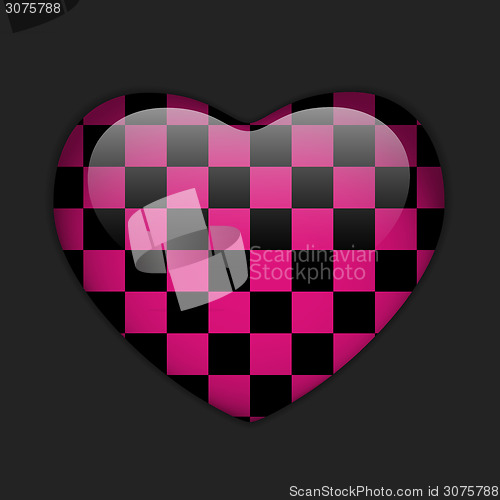 Image of alentines Day Glossy Emo Heart. Pink and Black Checkers