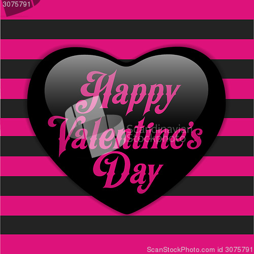 Image of Glossy Emo Heart. Pink and Black Stripes