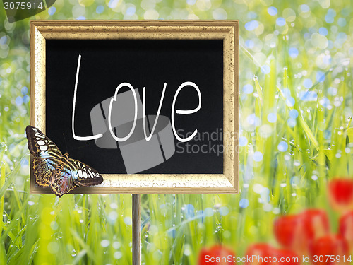Image of Chalkboard with text Love
