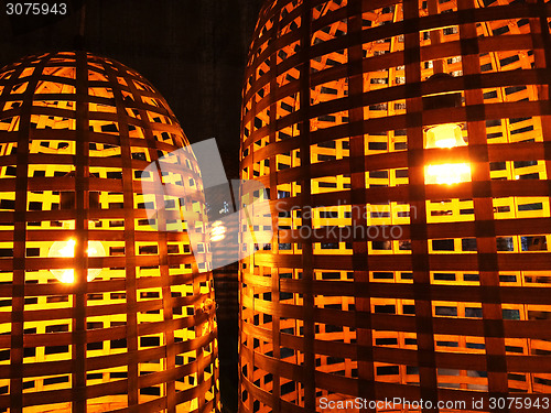 Image of Lamps with wicker lampshades