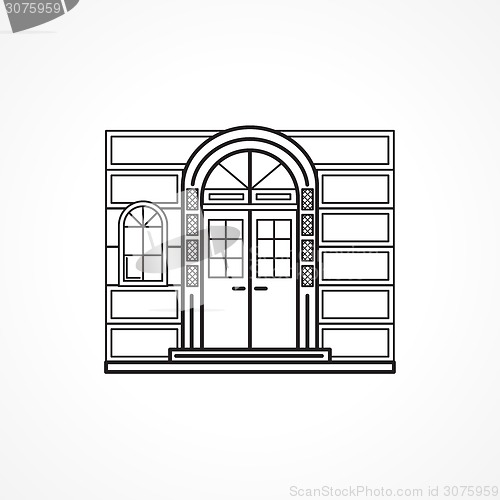 Image of Facade arch door black line vector icon