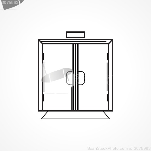 Image of Indoors glass door black line vector icon