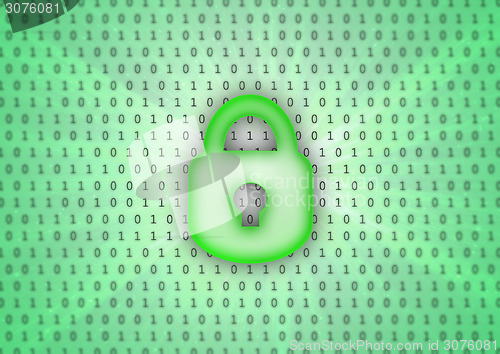 Image of Abstract background, binary code and lock icon