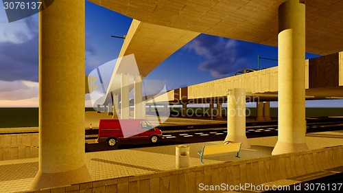 Image of Under the highway. Urban scene 