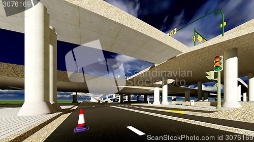 Image of Under the highway. Urban scene 