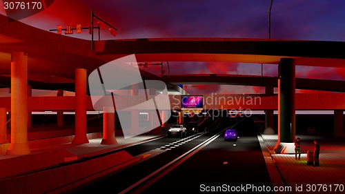 Image of Under the highway. Urban scene 