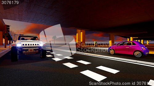 Image of Under the highway. Urban scene 