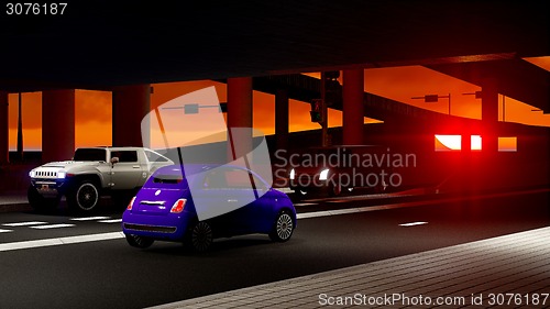 Image of Under the highway. Urban scene 