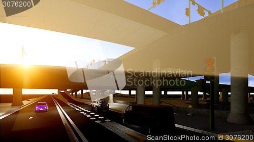 Image of Under the highway. Urban scene 