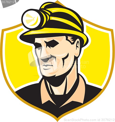 Image of Miner With Hardhat Helmet Shield Retro