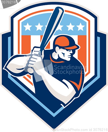 Image of American Baseball Batter Hitter Shield Retro