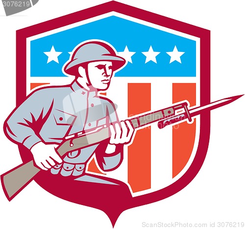 Image of World War One Soldier American Retro Shield