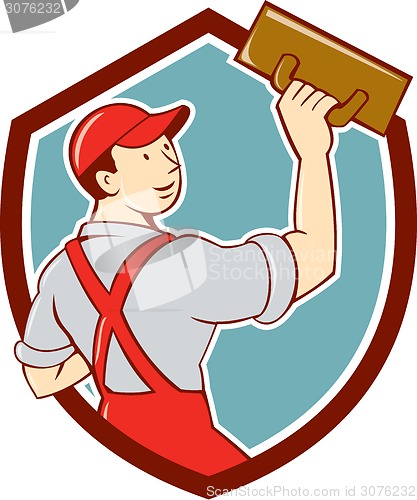 Image of Plasterer Masonry Trowel Shield Cartoon