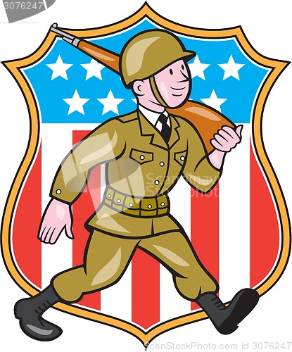 Image of World War Two Soldier American Cartoon Shield