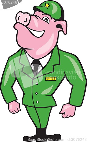 Image of World War Two Pig Soldier Attention Cartoon Isolated