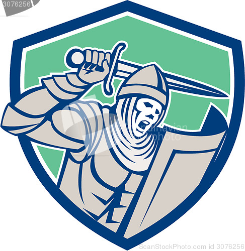 Image of Crusader Knight With Sword and Shield Retro